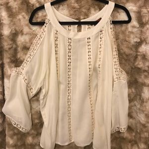 BKEred Cream Cold Shoulder Blouse - XL